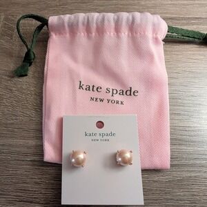 Kate Spade New York Gumdrop Stud Earrings Blush Pink Faux Pearl Rose Gold
